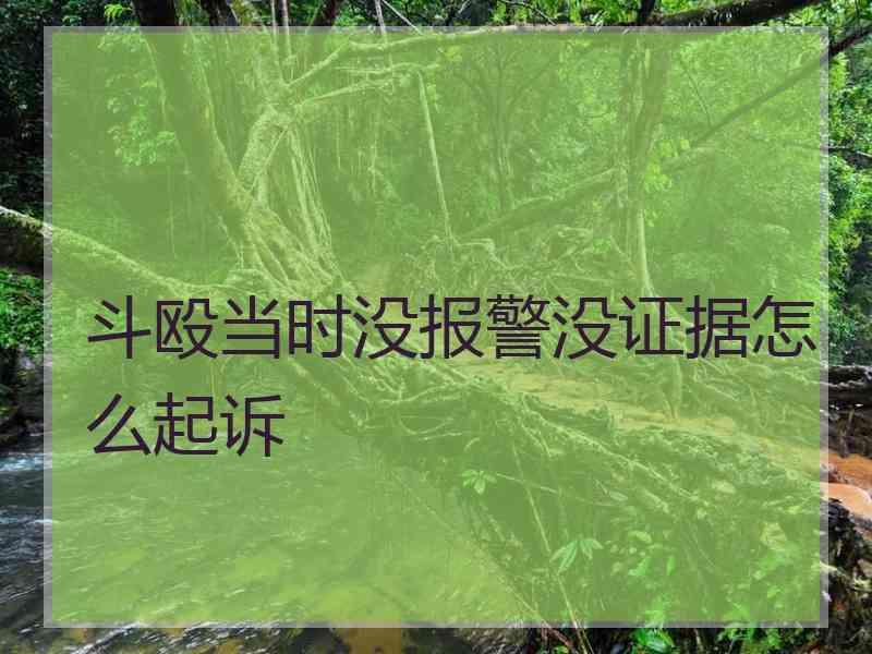 斗殴当时没报警没证据怎么起诉