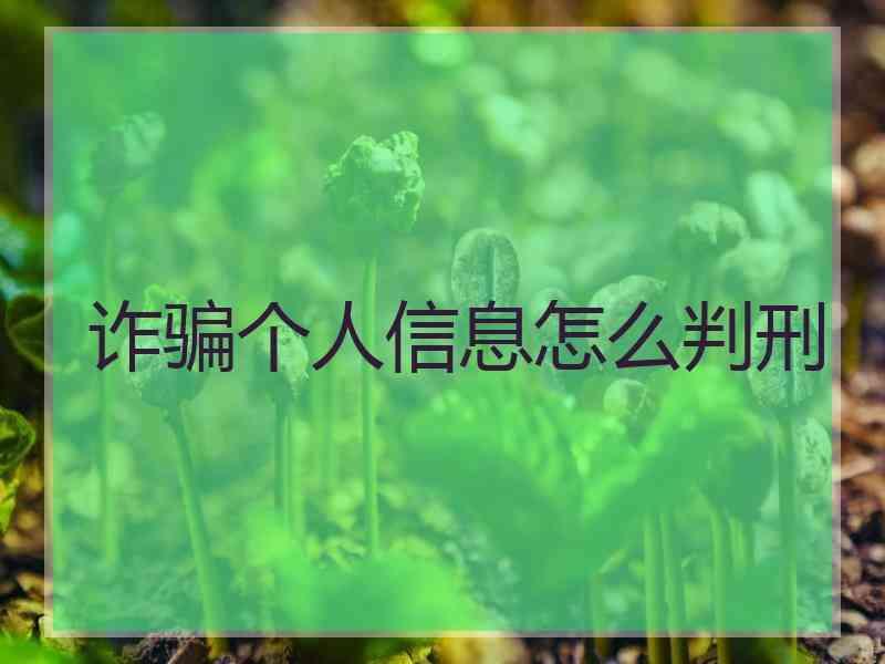 诈骗个人信息怎么判刑