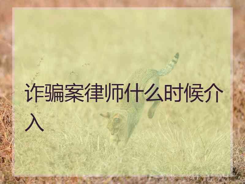 诈骗案律师什么时候介入